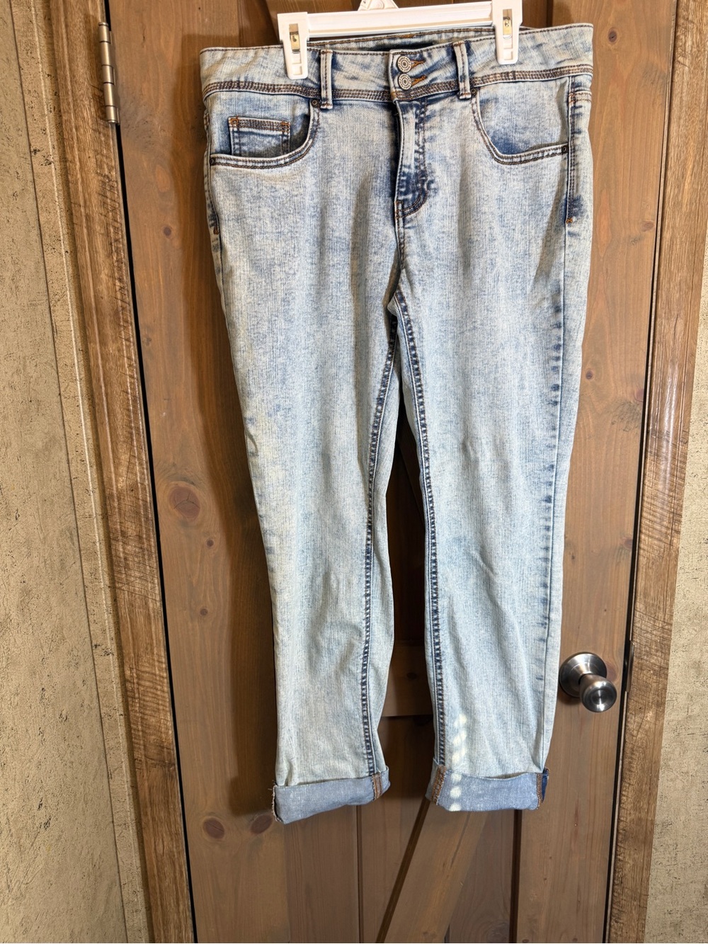 Indigo Rein Light Blue Denim Jeans with Orange Stitching